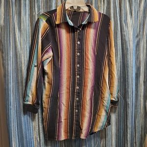 Button up tunic long-sleeved shirt